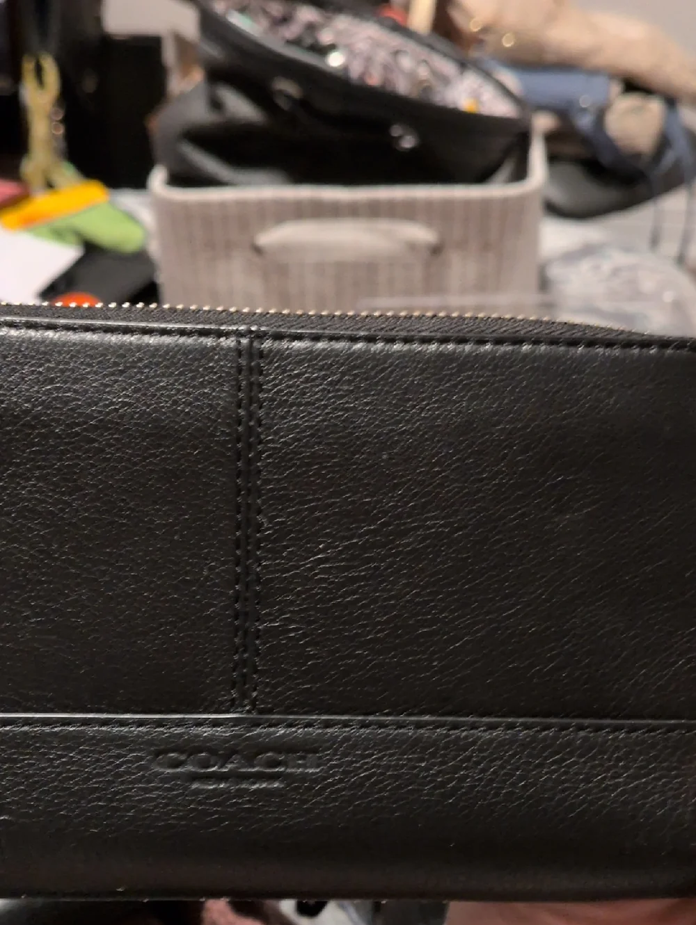 Coach Black Leather Zip Wallet for‎ Men